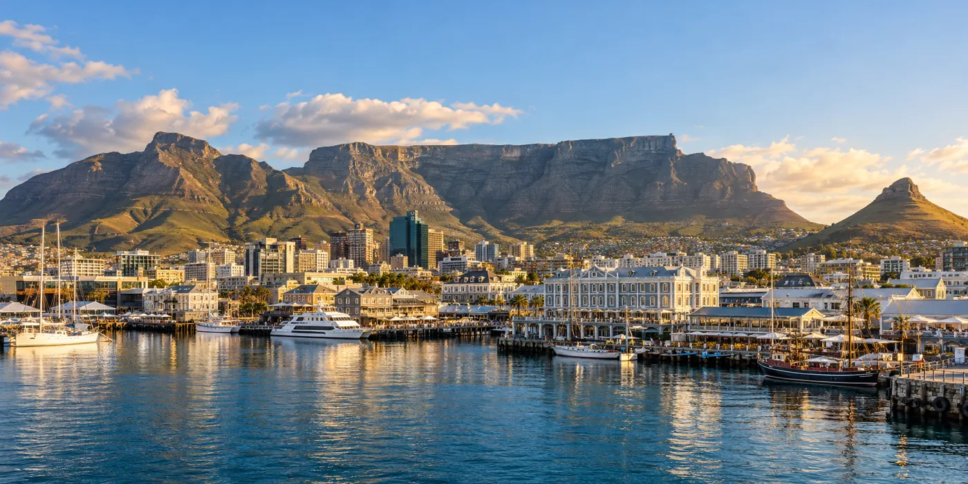 Table Mountain above the Cape Town waterfront.