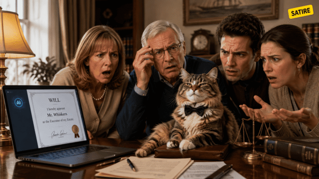 Cat centred around people overlooking an agreement